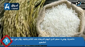 «تحديث يومي» سعر الأرز اليوم الأربعاء عند التاجر وكيف يؤثر على طن الشعير